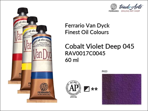 Van Dyck Oil Ferrario Finest Oil Colour - Cobalt Violet Deep 045, farba olejna Van Dyck Oil Ferrario - Cobalt Violet Deep 045 tuba 60 ml, Van Dyck Ferrario farba olejna tuba 60 ml, farby, farby olejne, Van Dyck Ferrario,