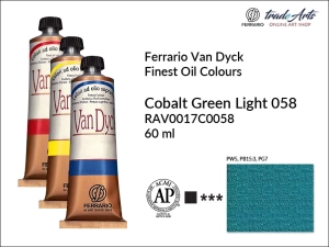 Farba olejna Van Dyck Oil Ferrario, kolor: Cobalt Green Light 058, tuba 60 ml 