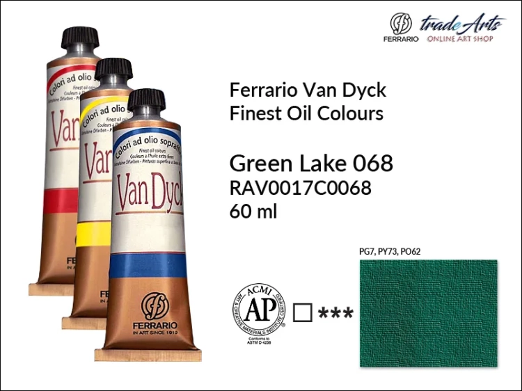 Van Dyck Oil Ferrario Finest Oil Colour - Green Lake 068,
farba olejna Van Dyck Oil Ferrario - Green Lake 068 tuba 60 ml, Van Dyck Ferrario farba olejna tuba 60 ml, farby, farby olejne, Van Dyck Ferrario,