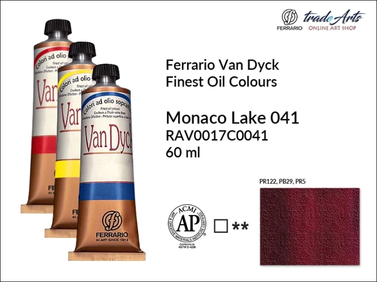 Van Dyck Oil Ferrario Finest Oil Colour - Monaco Lake 041,
farba olejna Van Dyck Oil Ferrario - Monaco Lake 041 tuba 60 ml, Van Dyck Ferrario farba olejna tuba 60 ml, farby, farby olejne, Van Dyck Ferrario,