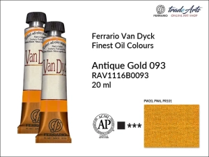 Farba olejna metaliczna Van Dyck Oil Ferrario, kolor: Antique Gold 093, tuba 20 ml