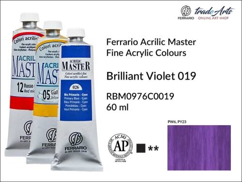 Ferrario Acrilic Master farba akrylowa Brilliant Violet 019 tuba 60 ml, Brilliant Violet 019 Acrilic Master Ferrario, farby akrylowe Acrilic Master Ferrario 60 ml, farby akrylowe Ferrario, akryle, farby akrylowe, Ferrario Acrilic Master,