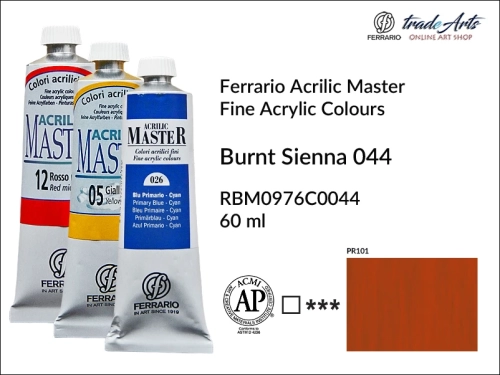 Ferrario Acrilic Master farba akrylowa Burnt Sienna 044 tuba 60 ml, Burnt Sienna 044 Acrilic Master Ferrario, farby akrylowe Acrilic Master Ferrario 60 ml, farby akrylowe Ferrario, akryle, farby akrylowe, Ferrario Acrilic Master,