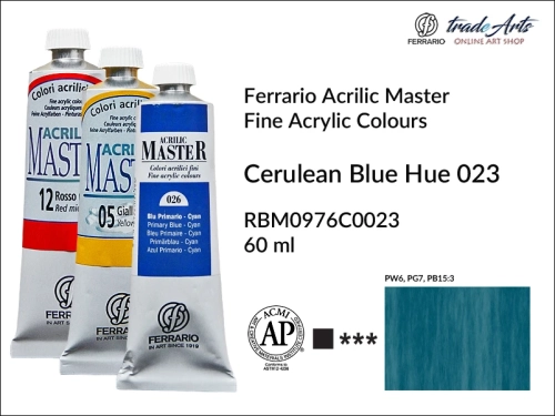 Ferrario Acrilic Master farba akrylowa Cerulean Blue 023 tuba 60 ml, Cerulean Blue 023 Acrilic Master Ferrario, farby akrylowe Acrilic Master Ferrario 60 ml, farby akrylowe Ferrario, akryle, farby akrylowe, Ferrario Acrilic Master,