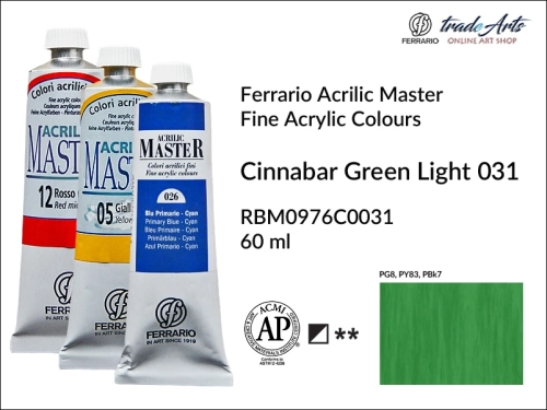 Ferrario Acrilic Master farba akrylowa Cinnabar Green Light 031 tuba 60 ml, Cinnabar Green Light 031 Acrilic Master Ferrario, farby akrylowe Acrilic Master Ferrario 60 ml, farby akrylowe Ferrario, akryle, farby akrylowe, Ferrario Acrilic Master,