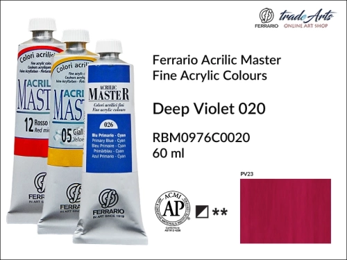 Ferrario Acrilic Master farba akrylowa Deep Violet 020 tuba 60 ml, Deep Violet 020 Acrilic Master Ferrario, farby akrylowe Acrilic Master Ferrario 60 ml, farby akrylowe Ferrario, akryle, farby akrylowe, Ferrario Acrilic Master,