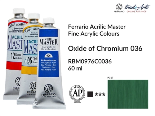 Ferrario Acrilic Master farba akrylowa Oxide of Chromium 036 tuba 60 ml, farba Oxide of Chromium 036 Acrilic Master Ferrario, farby akrylowe Acrilic Master Ferrario 60 ml, farby akrylowe Ferrario, akryle, farby akrylowe, Ferrario Acrilic Master,