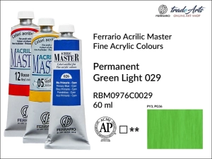 Farba akrylowa Acrilic Master Ferrario, kolor: Permanent Green Light 029, tuba 60 ml  