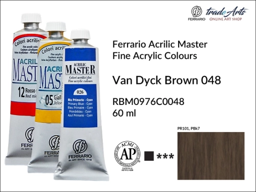 Ferrario Acrilic Master farba akrylowa Van Dyck Brown 048 tuba 60 ml, farba Van Dyck Brown 048 Acrilic Master Ferrario, farby akrylowe Acrilic Master Ferrario 60 ml, farby akrylowe Ferrario, akryle, farby akrylowe, Ferrario Acrilic Master,