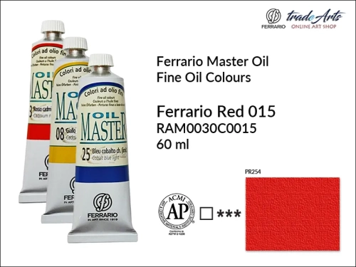 Ferrario Oil Master - Ferrario Red 015 farba olejna tuba 60 ml, farba olejna Ferrario Oil Master - Ferrario Red 015 tuba 60 ml, farby olejne Oil Master Ferrario tuba 60 ml, farby olejne, farba olejna Oil Master, Oil Master Ferrario,