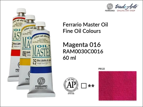 Ferrario Oil Master - Magenta 016 farba olejna tuba 60 ml, farba olejna Ferrario Oil Master - Magenta 016 tuba 60 ml, farby olejne Oil Master Ferrario tuba 60 ml, farby olejne, farba olejna Oil Master, Oil Master Ferrario,