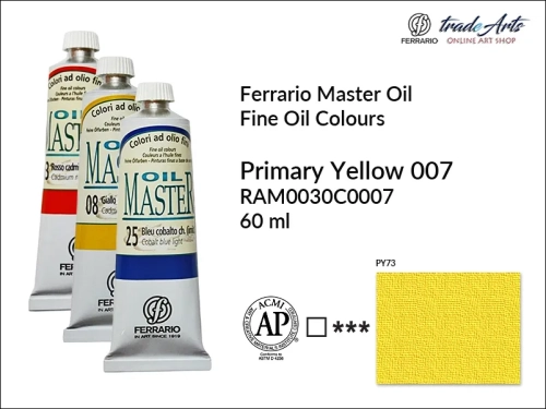 Ferrario Oil Master - Primary Yellow 007 farba olejna tuba 60 ml, farba olejna Ferrario Oil Master - Primary Yellow 007 tuba 60 ml, farby olejne Oil Master Ferrario tuba 60 ml, farby olejne, farba olejna Oil Master, Oil Master Ferrario,