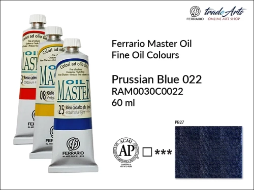 Ferrario Oil Master - Prussian Blue 022 farba olejna tuba 60 ml, farba olejna Ferrario Oil Master - Prussian Blue 022 tuba 60 ml, farby olejne Oil Master Ferrario tuba 60 ml, farby olejne, farba olejna Oil Master, Oil Master Ferrario,