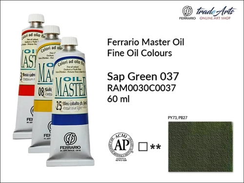 Ferrario Oil Master - Sap Green 037 farba olejna tuba 60 ml, farba olejna Ferrario Oil Master - Sap Green 037 tuba 60 ml, farby olejne Oil Master Ferrario tuba 60 ml, farby olejne, farba olejna Oil Master, Oil Master Ferrario,