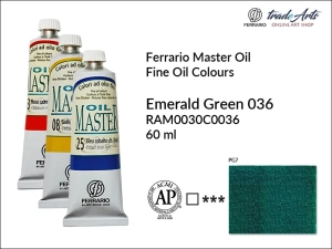 Farba olejna Oil Master Ferrario, kolor: Emerald Green 036, tuba 60 ml 