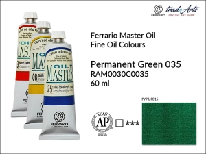 Farba olejna Oil Master Ferrario, kolor: Permanent Green 035, tuba 60 ml 