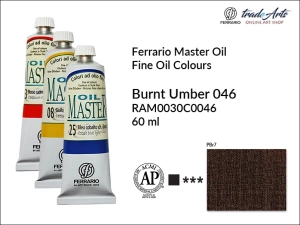 Farba olejna Oil Master Ferrario, kolor: Burnt Umber 046, tuba 60 ml 