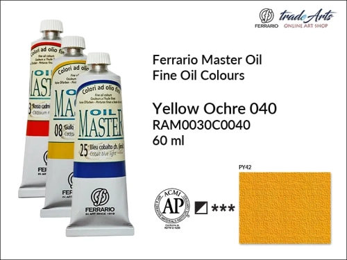 Ferrario Oil Master - Yellow Ochre 040 farba olejna tuba 60 ml, farba olejna Ferrario Oil Master - Yellow Ochre 040 tuba 60 ml, farby olejne Oil Master Ferrario tuba 60 ml, farby olejne, farba olejna Oil Master, Oil Master Ferrario,