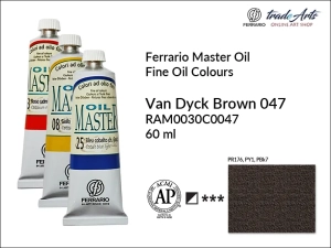 Farba olejna Oil Master Ferrario, kolor: Van Dyck Brown 047, tuba 60 ml 