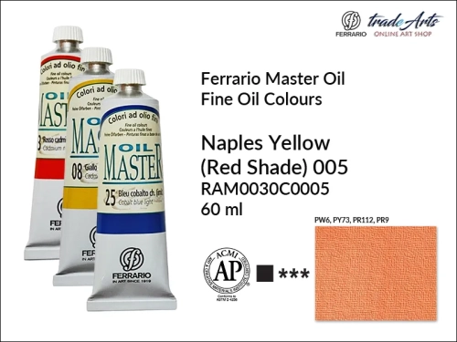 Ferrario Oil Master - Naples Yellow RS 005 farba olejna tuba 60 ml, farba olejna  Ferrario Oil Master - Naples Yellow RS 005  tuba 60 ml, farby olejne Oil Master Ferrario 60 ml, farby olejne, farba olejna Oil Master, Oil Master Ferrario,