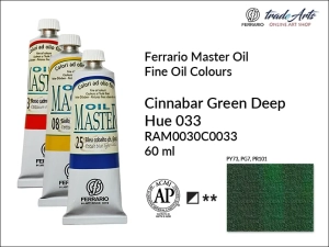 Farba olejna Oil Master Ferrario, kolor: Cinnabar Green Deep Hue 033, tuba 60 ml 