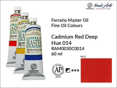 Ferrario Oil Master - Cadmium Red Deep Hue 014 farba olejna tuba 60 ml, farba olejna  Ferrario Oil Master - Cadmium Red Deep Hue 014 tuba 60 ml, farby olejne Oil Master Ferrario 60 ml, farby olejne, farba olejna Oil Master, Oil Master Ferrario,