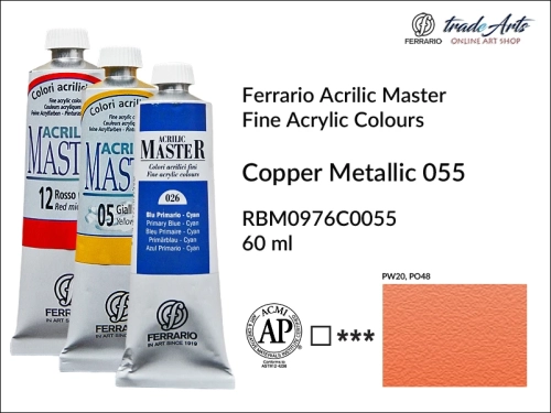 Ferrario Acrilic Master farba akrylowa Copper Metallic 055 tuba 60 ml, farba Copper Metallic 055 Acrilic Master Ferrario, farby akrylowe Acrilic Master Ferrario 60 ml, farby akrylowe Ferrario, akryle, farby akrylowe, Ferrario Acrilic Master,