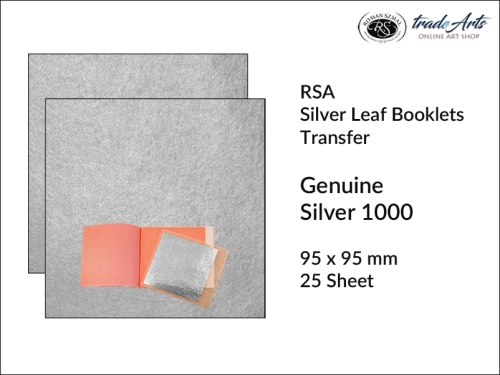 Genuine Silver Transfer Leaf Booklets RSA, srebro czyste transferowe  w płatkach 95x95 mm RSA, RSA srebro czyste transferowe  w płatkach 95x95 mm, genuine silver transfer, konserwatorstwo, złocenia, srebro,