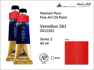 Farba olejna Maimeri Puro Oil Paint, kolor: Vermilion 281, tuba 40 ml 