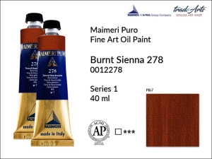 Farba olejna Maimeri Puro Oil Paint, kolor: Burnt Sienna 278, tuba 40 ml