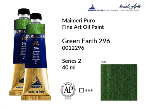 Maimeri Puro Oil Paint farba olejna Green Earth 296 tuba 40 ml, Maimeri Puro farba olejna Green Earth 296 tuba 40 ml,  farby olejne Maimeri Puro, farby olejne, Maimeri Puro Fine Oil Paint, farby olejne tuba 40 ml,