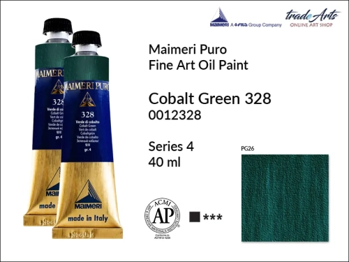 Maimeri Puro Oil Paint farba olejna Cobalt Green 328 tuba 40 ml, Maimeri Puro farba olejna Cobalt Green 328 tuba 40 ml,  farby olejne Maimeri Puro, farby olejne, Maimeri Puro Fine Oil Paint, farby olejne tuba 40 ml,