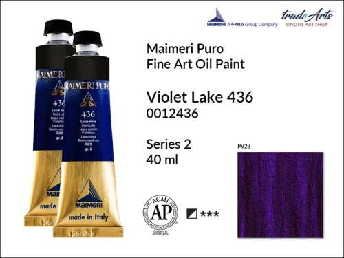 Maimeri Puro Oil Paint farba olejna Violet Lake 436 tuba 40 ml, Maimeri Puro farba olejna Violet Lake 436 tuba 40 ml,  farby olejne Maimeri Puro, farby olejne, Maimeri Puro Fine Oil Paint, farby olejne tuba 40 ml,