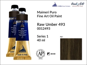 Farba olejna Maimeri Puro Oil Paint, kolor: Raw Umber 493, tuba 40 ml
