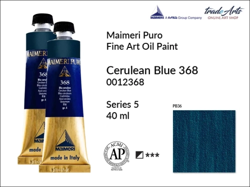Maimeri Puro Oil Paint farba olejna Cerulean Blue 368 tuba 40 ml, Maimeri Puro farba olejna Cerulean Blue 368 tuba 40 ml,  farby olejne Maimeri Puro, farby olejne, Maimeri Puro Fine Oil Paint, farby olejne tuba 40 ml,