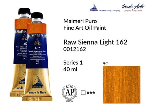 Maimeri Puro Oil Paint farba olejna Raw Sienna Light 162 tuba 40 ml, Maimeri Puro farba olejna Raw Sienna Light 162 tuba 40 ml,  farby olejne Maimeri Puro, farby olejne, Maimeri Puro Fine Oil Paint, farby olejne tuba 40 ml,