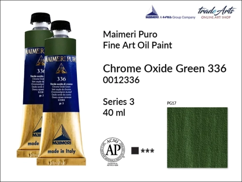 Maimeri Puro Oil Paint farba olejna Chrome Oxide Green 336 tuba 40 ml, Maimeri Puro farba olejna Chrome Oxide Green 336 tuba 40 ml,  farby olejne Maimeri Puro, farby olejne, Maimeri Puro Fine Oil Paint, farby olejne tuba 40 ml,