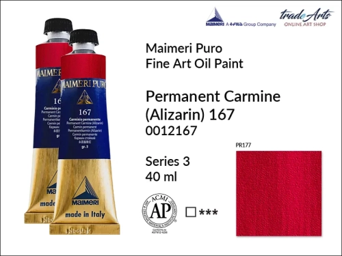 Maimeri Puro Oil Paint farba olejna Permanent Carmine (Alizarin) 167 tuba 40 ml, Maimeri Puro farba olejna Chrome Oxide Green 336 tuba 40 ml,  farby olejne Maimeri Puro, farby olejne, Maimeri Puro Fine Oil Paint, farby olejne tuba 40 ml,