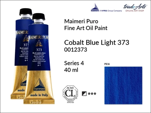 Maimeri Puro Oil Paint farba olejna Cobalt Blue Light 373 tuba 40 ml, Maimeri Puro farba olejna Cobalt Blue Light 373 tuba 40 ml,  farby olejne Maimeri Puro, farby olejne, Maimeri Puro Fine Oil Paint, farby olejne tuba 40 ml,