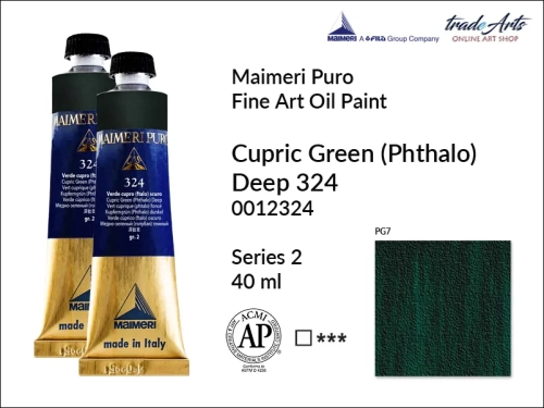 Maimeri Puro Oil Paint farba olejna Cupric Green Phthalo Deep 324 tuba 40 ml, Maimeri Puro farba olejna Cupric Green Phthalo Deep 324 tuba 40 ml,  farby olejne Maimeri Puro, farby olejne, Maimeri Puro Fine Oil Paint, farby olejne tuba 40 ml,