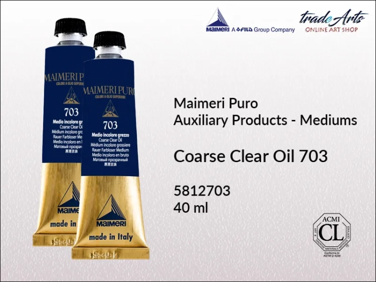 Medium bezbarwne gruboziarniste do farb olejnych Coarse Clear Oil Maimeri Puro, Maimeri Puro Coarse Clear Oil medium bezbarwne gruboziarniste do farb olejnych, medium gruboziarniste do farb olejnych, farby olejne, Maimeri Puro,