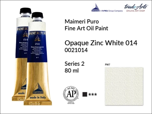 Maimeri Puro Oil Paint farba olejna Opaque Zinc White 014 tuba 80 ml, farba olejna Maimeri Puro Opaque Zinc White 014 tuba 80 ml,  farby olejne Maimeri Puro, farby olejne, Maimeri Puro Fine Oil Paint, farby olejne tuba 80 ml,