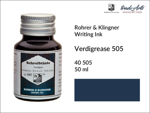 Rohrer &amp; Klingner Writing Ink Verdigrease 505 but. 50 ml, Rohrer &amp; Klingner atrament artystyczny Verdigrease 505 but. 50 ml, atrament artystyczny Verdigrease 505 Rohrer &amp; Klingner, atrament do piór, atramenty, pisanie, kaligrafia, pióro,