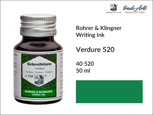 Rohrer &amp; Klingner Writing Ink Verdure 520 but. 50 ml, Rohrer &amp; Klingner atrament artystyczny Verdure 520 but. 50 ml, atrament artystyczny Verdure 520 Rohrer &amp; Klingner, atrament do piór, atramenty, pisanie, kaligrafia, pióro,