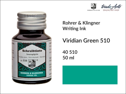 Rohrer &amp; Klingner Writing Ink Viridian Green 510 but. 50 ml, Rohrer &amp; Klingner atrament artystyczny Viridian Green 510 but. 50 ml, atrament artystyczny Viridian Green 510 Rohrer &amp; Klingner, atrament do piór, atramenty, pisanie, kaligrafia, pió