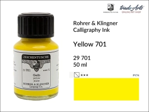 Tusz kaligraficzny Rohrer & Klingner Calligraphy Ink, kolor: Yellow 701, but. 50 ml
