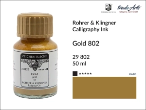 Tusz kaligraficzny Rohrer & Klingner Calligraphy Ink, kolor: Gold 802, but. 50 ml