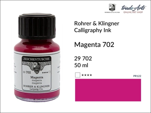 Rohrer &amp; Klingner Calligraphy Ink Magenta 702 but. 50 ml, tusz kaligraficzny Magenta 702 Rohrer &amp; Klingner, Rohrer &amp; Klingner tusz kaligraficzny Magenta 702 but. 50 ml, tusz kaligraficzny, kaligrafia, tusze kreślarskie, atramenty, tusz,