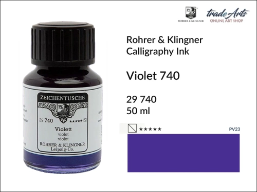 Rohrer &amp; Klingner Calligraphy Ink Violet 740 but. 50 ml, tusz kaligraficzny Violet 740 Rohrer &amp; Klingner, Rohrer &amp; Klingner tusz kaligraficzny Violet 740 but. 50 ml, tusz kaligraficzny, kaligrafia, tusze kreślarskie, atramenty, tusz,