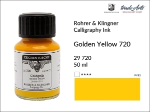 Tusz kaligraficzny Rohrer & Klingner Calligraphy Ink , kolor: Golden Yellow 720, but. 50 ml
